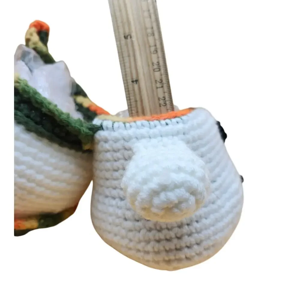 Hand Crocheted Amigurumi Snowman Trinket Box Storage Figure Statuette 9 Inches